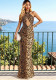 Leopard Print Halter Neck Cutout Sequin Mermaid Evening Dress