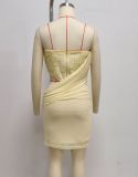 Fashion Floral Strapless Cutout Ruched Mini Evening Dress