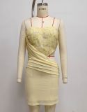 Fashion Floral Strapless Cutout Ruched Mini Evening Dress