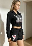 Fashion Printed Hooded Two-Piece Shorts Set