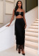 Fashion Strapless Top & Fringe Maxi Skirt Two-Piece Set