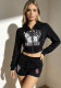 Fashion Printed Hooded Two-Piece Shorts Set