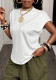 Women's Solid Round Neck Half-Sleeve Loose Low Back Mesh T-Shirt Top