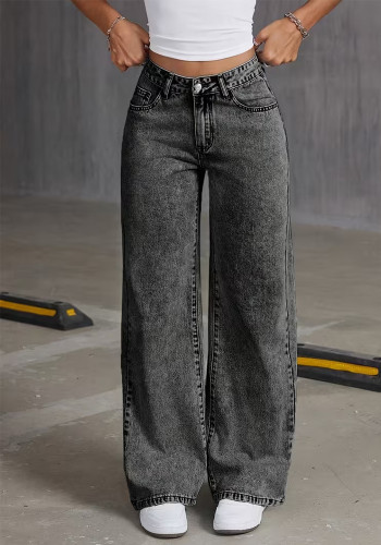 High Waist High Stretch Bow Embroidery Straight-Leg Denim Pants for Women