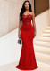 Fashion Strapless Sequin Ruched Slim Waist Mermaid Maxi Evening Dress