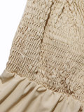 Women Summer Elegant Holidays Pleated Strapless Patchwork Dress