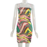 Women summer sexy sequined halter bodycon dress