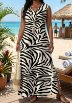 Plus Size Women summer V-neck Casual Beach Holidays zebra print sleeveless Casual dress Plus Size Women summer V-neck Casual Beach Holidays zebra print sleeveless Casual dress
