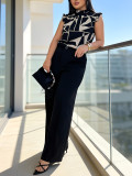 Plus Size Women printed sleeveless top and pant two-piece set