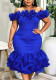 Plus Size Women Off-Shoulder Strapless Mesh Ruffle Elegant Fishtail Bodycon Dress