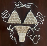 Women Sexy Crocheted Sequined Bikini Swimsuit