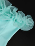 Plus Size Women Off-Shoulder Strapless Mesh Ruffle Elegant Fishtail Bodycon Dress