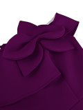 Plus Size Women Purple Off-Shoulder Bow-Tie Off-Shoulder Bodycon Dress