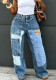 Women Patchwork Multi-Pocket Denim Pant