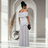 Women Polka Dot Slit Pleated Holidays Bodycon Dress