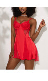 Women Floral Embroidery Soft Underwire Mesh See-Through Sexy Slip Dress