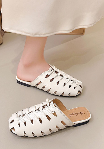 Women Hollow-Out Hip-Up Closed-Toe Sandals