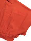 Summer Women's Casual Solid Turndown Collar V-Neck Crop Short Sleeve Top & High Waist Wide Leg Pants Set