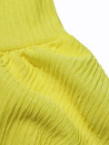 Summer Women's Sexy Party Solid V Halter Neck Pleated Slim Waist Ruffle Tiered Mini Dress