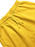 Summer Women's Casual Ribbed Button Front Short Sleeve Color Block Drawstring Two-Piece Shorts Set