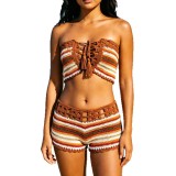 Reversible Crochet Sexy Strapless Top and Shorts Set