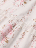 Lace Patchwork Sexy V-Neck Printed Slim Waist Strap Dress