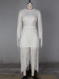 Women's Beach Party Fringe Cutout Waist Lace-Up Bodycon Mini Dress