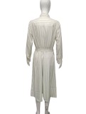 Women's Chic Striped Long Sleeves Slim Waist Shirt Dress