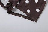 Summer Women's Chic Polka Dot Print Strapless Tank Top & Slim Fit Shorts Set