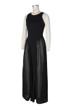 Women's Beach Holiday Sleeveless Round Neck Chiffon Patchwork Maxi Dress