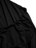Summer Women's Holiday Solid Halter Neck Tie-Up Low Back Layered Ruffle Mini Dress