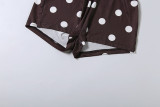 Summer Women's Chic Polka Dot Print Strapless Tank Top & Slim Fit Shorts Set