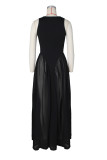 Women's Beach Holiday Sleeveless Round Neck Chiffon Patchwork Maxi Dress