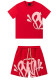 Unisex American Street Hip-Hop Print Casual Sports T-shirt & Drawstring Shorts Set