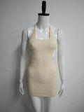Beach Halter Neck Knitted Cutout Low Back Bodycon Mini Dress