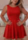Summer Women's Sweet Solid Sleeveless Low Back Bow Elastic Mini Dress