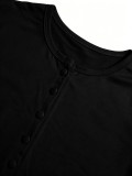 Summer Women's Casual Ribbed Button Front Short Sleeve Color Block Drawstring Two-Piece Shorts Set