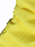 Summer Women's Sexy Party Solid V Halter Neck Pleated Slim Waist Ruffle Tiered Mini Dress