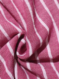 Women's Career Vertical Stripe Single-Breasted Short Sleeve Shirt & Drawstring Shorts Set