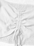 Women's Casual Holiday Smocked Slim Waist Puff Sleeve Crop Top & Ruffle Pants Set