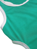 Women's Sexy Color Block Cutout Low Back Split Sleeveless Bodycon Dress