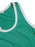 Women's Sexy Color Block Cutout Low Back Split Sleeveless Bodycon Dress