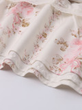 Lace Patchwork Sexy V-Neck Printed Slim Waist Strap Dress