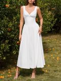 Sexy Fashion Deep V-Neck Slim Waist A-line Ruched Strap Dress