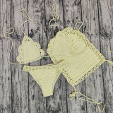 3-Piece Crochet Bikini Set with Mini Skirt
