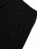 Summer Women's Casual Solid Turndown Collar V-Neck Crop Short Sleeve Top & High Waist Wide Leg Pants Set