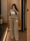 Summer Women's Casual Chic Printed Short Sleeve T-shirt Pants Two-Piece Set