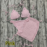 3-Piece Crochet Bikini Set with Mini Skirt