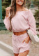 Summer Women's Solid Textured Off Shoulder Crop Top & Shorts Two-Piece Set