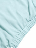 Summer Women's Casual Solid Turndown Collar V-Neck Crop Short Sleeve Top & High Waist Wide Leg Pants Set